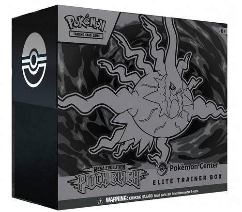 Pokémon Center Exclusive Mega Evolution Pitch Black Elite Trainer Box factory sealed.