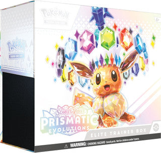Pokémon Scarlet & Violet Prismatic Evolutions Elite Trainer Box factory sealed featuring Eevee artwork
