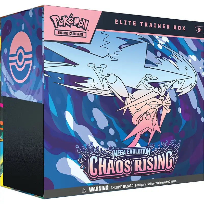 Pokémon TCG Mega Evolution Chaos Rising Elite Trainer Box factory sealed with booster packs and premium accessories